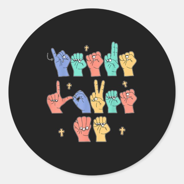 Adesivo Redondo Jesus Loves Me Asl Christian Jesus Toddler You Sig (Frente)