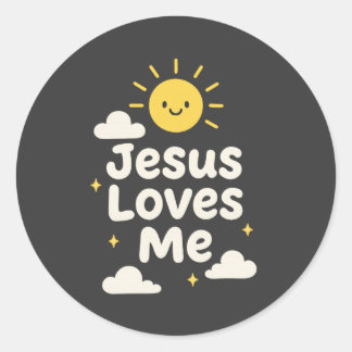 Adesivo Redondo Jesus Loves Me Christian Sticker