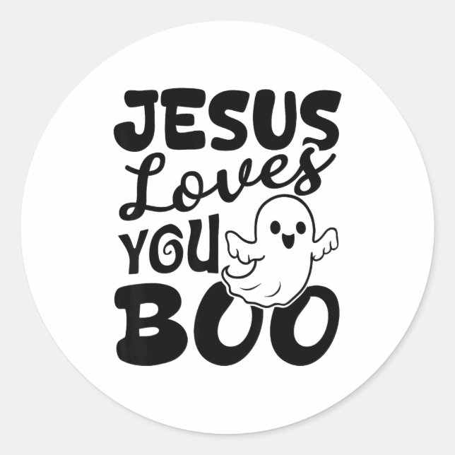 Adesivo Redondo Jesus Loves You Boo Christian Halloween Ghost Funn (Frente)