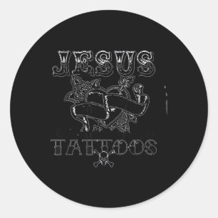 Adesivo Redondo Jesus Me Ama & Minhas Tatuagens Jesus Cristo I
