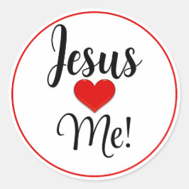 Adesivo Redondo Jesus Me Ama Coração Vermelho