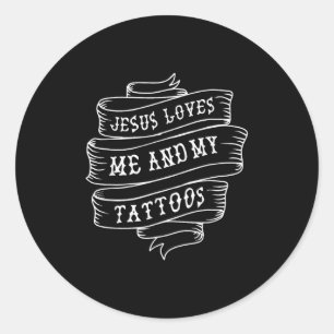 Adesivo Redondo Jesus Me Ama E Minhas Tatuagens Engraçadas Quota C