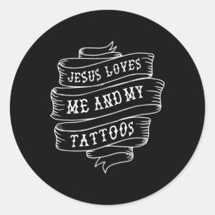 Adesivo Redondo Jesus Me Ama E Minhas Tatuagens Engraçadas Quota C