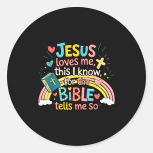 Adesivo Redondo Jesus Me Ama, Eu Sei Meninos Crianças Jesus