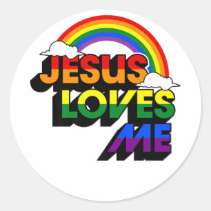 Adesivo Redondo Jesus Me Ama Gay Rainbow Orgulho gay Flag E Quee