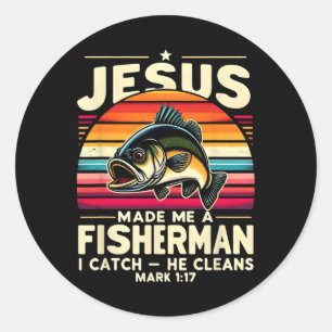 Adesivo Redondo Jesus Me Fez Um Pescador Eu Pego Ele Limpa Pescado