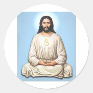 Adesivo Redondo Jesus Meditating com OM