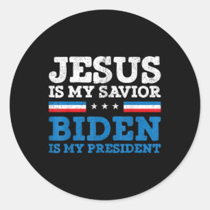 Adesivo Redondo Jesus Meu Salvador Joe Biden Meu Presidente 2020 E