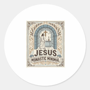Adesivo Redondo Jesus Monástico Minimalista Jesus Monástico Minima