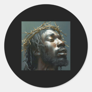 Adesivo Redondo Jesus Negro, Cristianismo, Igreja, Cristo, Jesus _