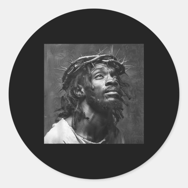 Adesivo Redondo Jesus Negro, Cristianismo, Igreja, Cristo, Jesus _ (Frente)
