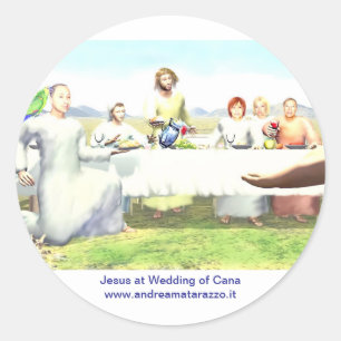 Adesivo Redondo Jesus no casamento de Cana