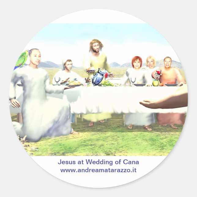 Adesivo Redondo Jesus no casamento de Cana (Frente)