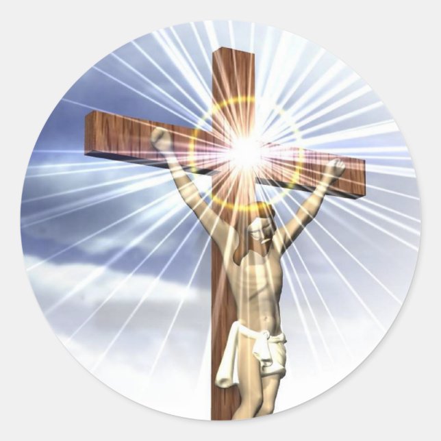 Adesivo Redondo Jesus no Cross Sticker (Frente)