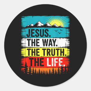 Adesivo Redondo Jesus O Caminho Verdade Vida Fé Versículo Bíblico