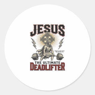 Adesivo Redondo Jesus O Levantador de Peso Definitivo Camisa Crist
