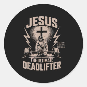 Adesivo Redondo Jesus O Levantador de Peso Definitivo Camiseta Cri
