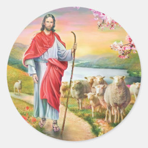 Adesivo Redondo Jesus, o pastor