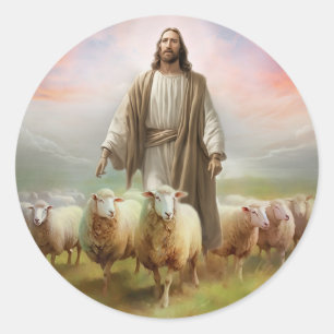 Adesivo Redondo Jesus, o pastor