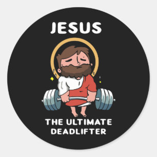 Adesivo Redondo Jesus, O Último Deadlifador Engraçado Jesus Lavou
