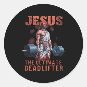 Adesivo Redondo Jesus, O Último Deadlifter Christian 1