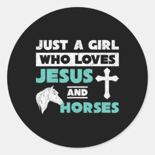 Adesivo Redondo Jesus Orador Cavalo Sobrevoado Raparigas Mulheres 