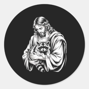 Adesivo Redondo Jesus Panda de Lixo Guaxinim Guaxinim Animal Destr