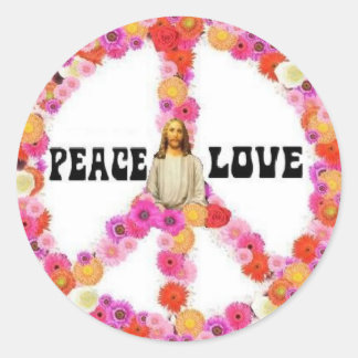 Adesivo Redondo Jesus Peace And Love Sticker 2009