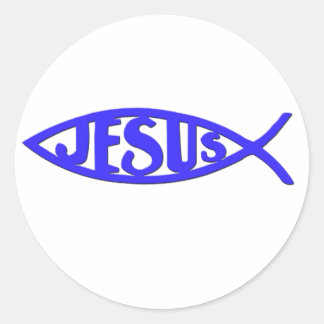 Adesivo Redondo Jesus Peixe (Stickers Blue)