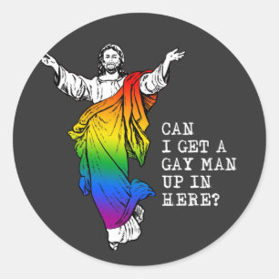 Adesivo Redondo Jesus!Posso pegar um gay aqui em T-Shirt?