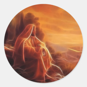 Adesivo Redondo Jesus que pensa sobre você