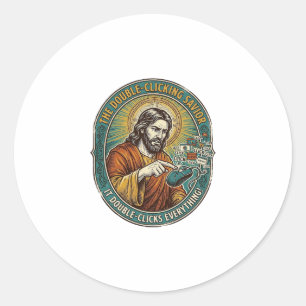 Adesivo Redondo Jesus Quebrou o Mouse com Duplo Clique TI Tecnolog