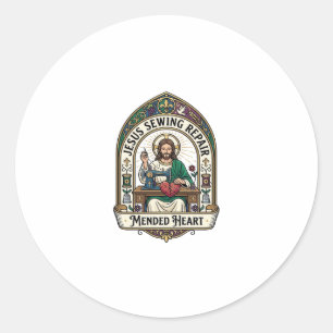 Adesivo Redondo Jesus Reparos de Costura Coração Remendado Jesus R