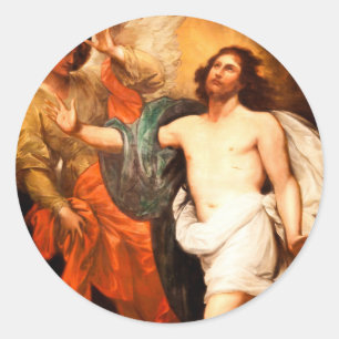 Adesivo Redondo Jesus ressuscitado com Angel