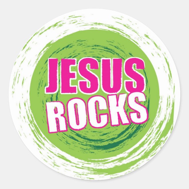 Adesivo Redondo Jesus Rocks 3 Green (Frente)
