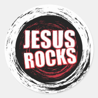 Adesivo Redondo Jesus Rocks 5 Black