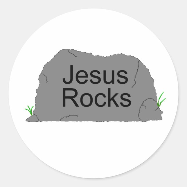 Adesivo Redondo Jesus Rocks Stickers (Frente)