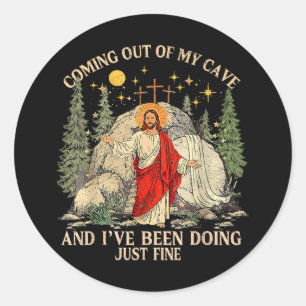 Adesivo Redondo Jesus Saindo da Minha Caverna