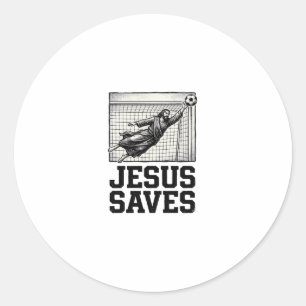 Adesivo Redondo Jesus Salva Camisa de Gravura Vintage de Goleiro d