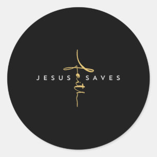 Adesivo Redondo Jesus Salva Fé Cruzando Cristo Religioso Jesus Sav