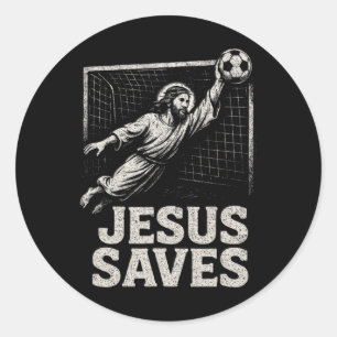 Adesivo Redondo Jesus Salva - Goleiro de Futebol Inspiração Cristã