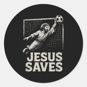 Adesivo Redondo Jesus Salva - Goleiro de Futebol Inspiração Cristã