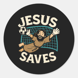 Adesivo Redondo Jesus Salva I Fé Cristã I Jesus Gol do Futebol