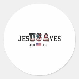 Adesivo Redondo Jesus Salva Jesus Salva Bandeira Americana Patriot