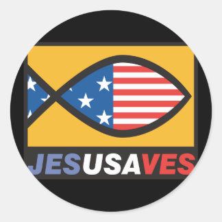 Adesivo Redondo Jesus Salva os EUA