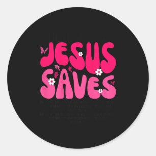 Adesivo Redondo Jesus Salva Versículo Bíblico Fé Cristã Religiosa 