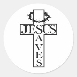 Adesivo Redondo jesus salvar o preto