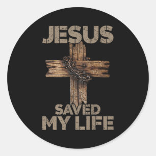 Adesivo Redondo Jesus Salvou Minha Vida Cruz Cristã Deus Fé Bíblia