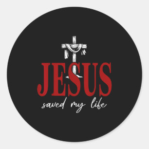 Adesivo Redondo Jesus Salvou Minha Vida Cruz Fé Cristã Religiosa