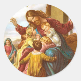 Adesivo Redondo Jesus Saúda as Crianças em pausa